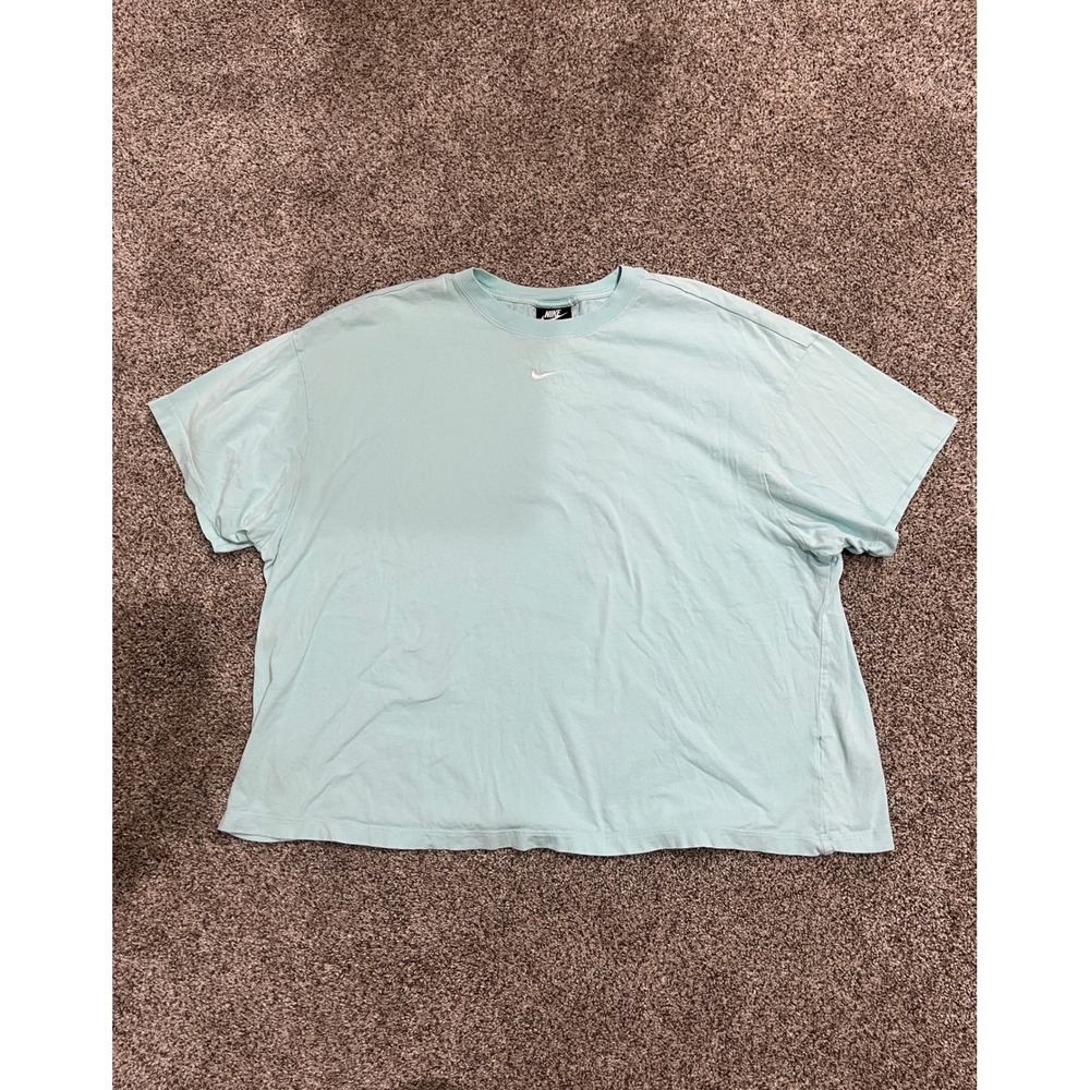 Nike Sportswear Essential Boxy T-Shirt Aqua Blue Embroidered Swoosh 2X